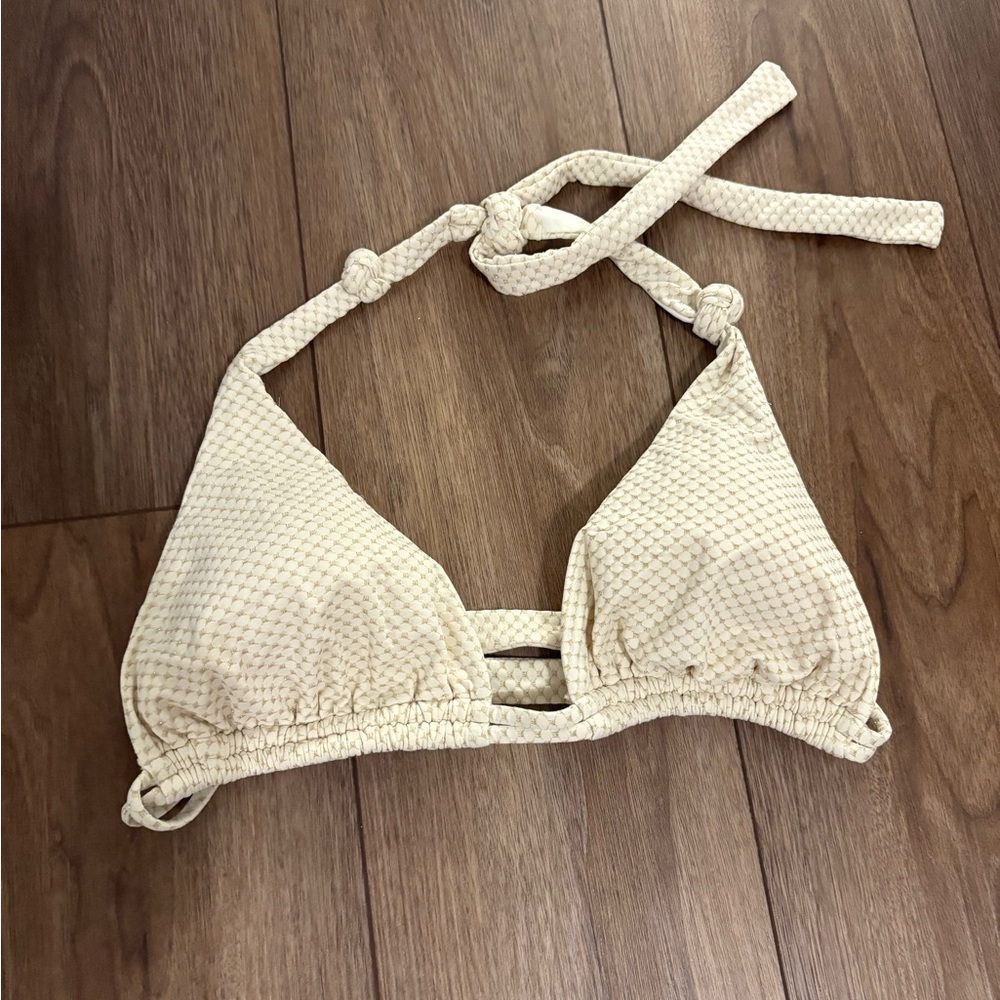 Cream Textured Bikini Top